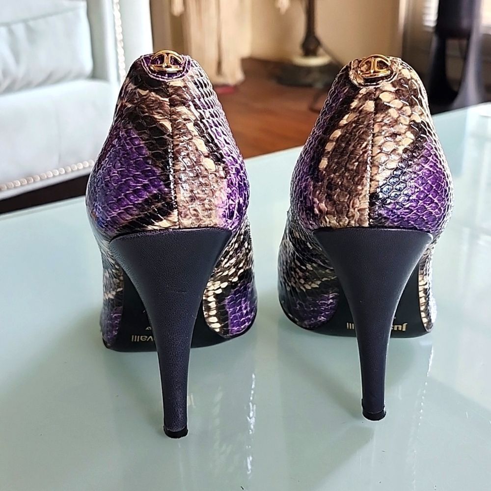 Robert Cavalli Just Cavalli Reptile Embossed Y2K Retro Heels Size 38 - Picture 4 of 11